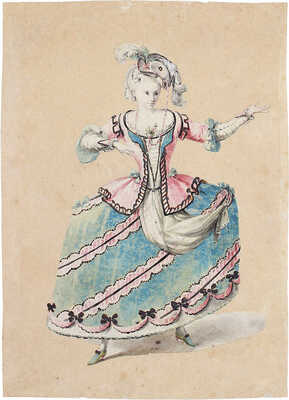 Неизвестный художник. Лот из двух эскизов театральных костюмов